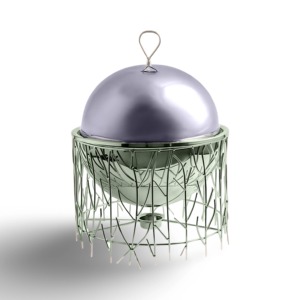 Cazuela con acabado plateado llamativo, perfecta para servir en buffets, eventos al aire libre y presentación elegante de alimentos, procedente de la India. - Product Image 2