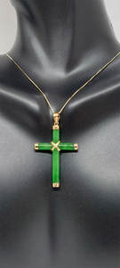 Pendentif Croix Chrétienne en Opale, Argent Sterling Plaqué Rhodium, Chaîne à Maillons, Bijoux Religieux de Fiançailles, Vente en Gros - Product Image 3