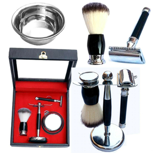 Juego de Afeitado Tradicional de Lujo con Maquinilla de Afeitar, Brocha, Tazón, Soporte y Espejo, Kit de Cuidado Personal para Hombre, Fabricante OEM - Product Image 1