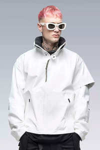 เสื้อแจ็คเก็ตเทคแวร์ผู้ชายสีขาว สไตล์ฟิวเจอร์ริสติก ไซเบอร์พังก์ สตรีทแวร์ กันลม แนวแทคติคอล คาร์โก้ ฟังก์ชันแนล เสื้อคลุมอเนกประสงค์สำหรับคนเมือง - Product Image 2