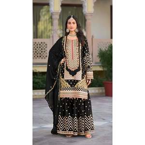 Ensemble haut-bas et dupatta magnifique pour femmes, vêtements de soirée de créateur - Product Image 3