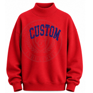Custom Size Winter Mock Neck <b>Red</b> Sweatshirts Greek embroidery logo <b>women's</b> <b>hoodie</b> 100% cotton Fleece Eco-Friendly Breathable - Product Image 2