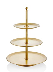 ชั้นวางเค้กโลหะสามชั้นสีทอง ถาดเสิร์ฟหลายชั้น ชั้นวางโชว์ - Product Image 2