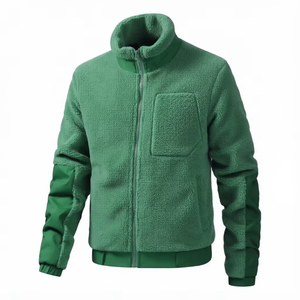 Chaqueta de Forro Polar Sherpa para Hombre, Cuello Alto, Cierre Completo, Abrigo Casual Cálido de Invierno, Chaqueta Térmica Suave de Felpa para Exteriores - Product Image 1