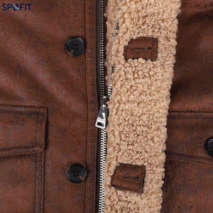 Chaqueta de Invierno de Alta Calidad para Hombre, Estilo Bomber Casual, con Forro de Piel de Oveja Auténtica, Cierre de Cremallera, Servicio OEM - Product Image 5