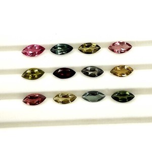Pierre précieuse naturelle multi-tourmaline taille marquise 3,50*7 mm, tourmaline facettée pour la création de bijoux, certifiée IGI - Product Image 1