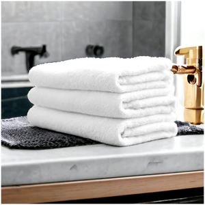 Serviette de bain en coton à haute absorption, blanche, textile écologique - Product Image 1