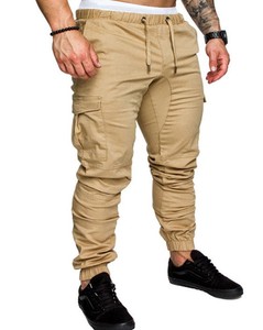 Nouveau pantalon décontracté pour homme en toile tissée légère, multi-poches, coupe droite, taille haute, écologique - Product Image 1