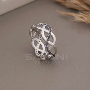 Bague Infini en Moissanite Noire, Élégante, en Or Blanc 18 carats, Style Vintage Croix, Bijou de Mariage de Luxe, Anniversaire, Fiançailles - Product Image 6