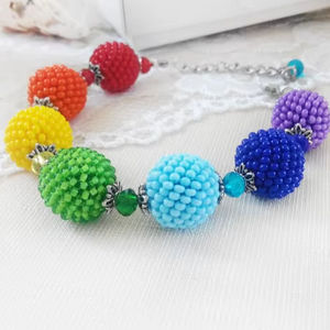 Pulsera Ajustable de Plata de Ley con Cuentas de Colores y Abalorios, Joyería Arcoíris, Bola del Orgullo LGBTQ, Lujo para Mujeres Lesbianas - Product Image 1