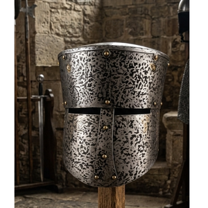 Casco de Caballero Medieval de Acero, Armadura Completa, Forma Redonda, Estilo Antiguo, Pieza Coleccionable para Exhibición - Product Image 2