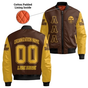 Custom LPT Chapter Style Varsity Bomber <b>Jacket</b> Brown Gold Contrast Sleeve College Greek Inspired <b>Jacket</b> Cotton Padded - Product Image 2