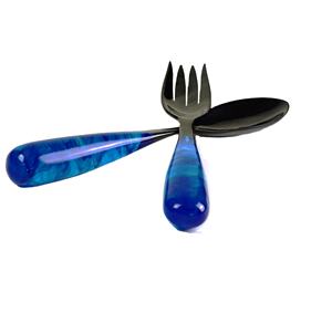 Ensemble de service à salade bleu, dernier modèle, écologique, passe au lave-vaisselle, ustensiles à salade pour la maison et la cuisine, fabriqué en Inde - Product Image 1