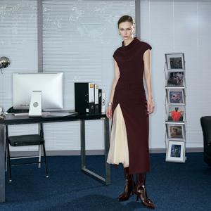 Robe midi décontractée structurée pour femme, style bustier, col rond, manches courtes, coupe ample, couleur unie, marque AnyShape, ODM - Product Image 6