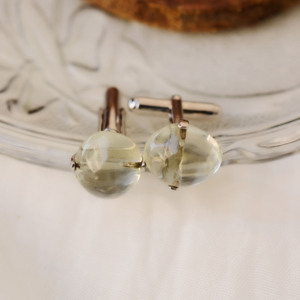 Boutons de manchette en améthyste verte Verdant Aura, prêts à la vente, en argent sterling 925, style tendance, en vente - Product Image 4