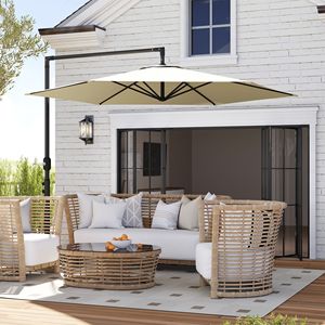 Ombrellone da Patio con Raggio di 3,5m e Base a Croce con Manovella per Uso Esterno - Design Rotondo a Sbalzo - Product Image 2