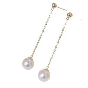 ต่างหูมุกน้ำจืดทรงกลมขนาด 6-9 มม. แสงเงางาม ดีไซน์พู่ห้อย แท้ คุณภาพสูง แฟชั่นผู้หญิง เรียบง่าย ทอง 18K ยอดนิยม สไตล์หรูหรา - Product Image 5