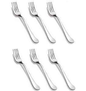 Fourchette à dessert en acier inoxydable, 4 dents, finition miroir, argentée, compatible lave-vaisselle, à prix avantageux - Product Image 3