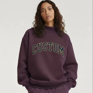 OEM Service <b>Dropped</b> Shoulder Long Autumn Winter Casual Wear Oversized Mock Neck Fleece Sweatshirt Eco-Friendly Customizable - Product Image 1
