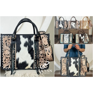 High Quality Large Capacity Luxury Hand Tooled Leather Women's Tote Bag Western Cowhide Floral <b>Concealed</b> Carry Crossbody Bag - Product Image 1