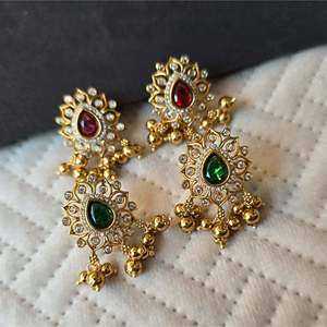 Asscher Cut Stud Earrings-Gold Plated Stainless Steel with Zircon Opal & Pearl - Product Image 1