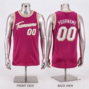 Maillot de basket personnalisé pour hommes, sans manches, rose et or, nom de l'équipe 00, vêtements en maille respirante sublimée, unisexe, adulte - Product Image 1