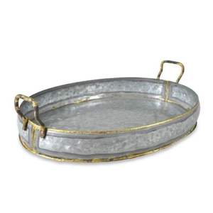 Juego de bandejas de servicio de metal negro elegante con base de madera natural y asas elegantes para decoración moderna y uso práctico - Product Image 6