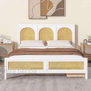 เตียงนอนแผงหวายแบบโค้งปรับแต่งได้สไตล์โบฮีเมียนทันสมัยสำหรับห้องนอน - Product Image 5