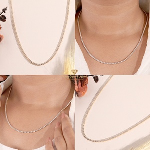 Collar de Cadena de Tenis Clásico para Mujer, Uso Diario, Forma Redonda, 6 TCW, Diamante CVD Cultivado en Laboratorio, Oro Sólido de 14k, Color D-E-F, Claridad VVS-VS - Product Image 5