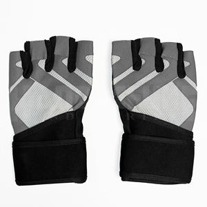 Wholesale HANDSCHUHE INDUSTRIES Custom Logo Unisex Breathable PU Half Finger Sport Training Pull Ups Wrist Support Weight <b>Gloves</b> - Product Image 5