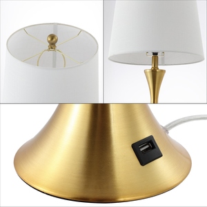 New design <b>Gold</b> <b>Table</b> Lamp Set of 2 Luxury <b>Bedside</b> Nightstand Light with USB Port Fabric Shade for Bedroom Living Room Hotel - Product Image 6