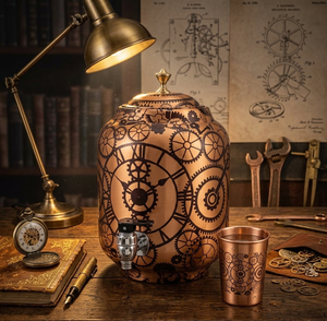 Handmade Copper Water <b>Dispenser</b> Dotted Honey Diamond Design Cold Outdoor Application Stand Water Tank for Household Hotel Use - Product Image 5