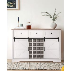 Antiguo Blanco 54 \ "Cocina Café Bar Gabinete Rústico Gran Buffet Aparador 3 Cajones Copa de Vino Estante Estantes de Almacenamiento Bar - Product Image 1