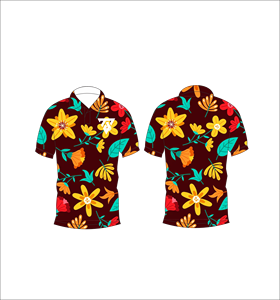 Polo pour homme à imprimé floral rouge foncé, manches courtes, décontracté, pour l'été, pour le golf - Product Image 3