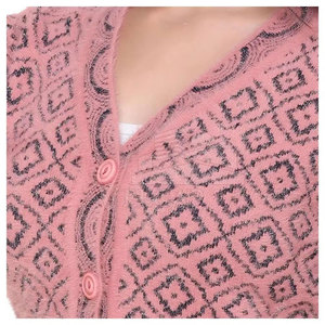 Women's Pink Solid Knitted Breathable Candy Color Cardigan V-Neck Regular Sleeve Casual Winter Wear <b>Covered</b> <b>Button</b> Embroidery - Product Image 6