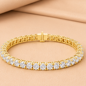 Radiant Crown Diamond Tennis <b>Bracelet</b> Yellow Gold White Gold Rose Gold IGI Certified 14KT Purity Elegant Luxury Jewelry for - Product Image 1
