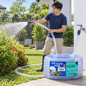 Tuyau flexible transparent en PVC KARYON, diamètre intérieur 28-50 mm, longueur 30 m, pour pulvérisation d'eau et transfert d'air, compatible avec les enrouleurs de tuyaux de jardin - Product Image 1