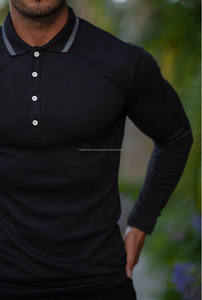 New Fashion Golf Classic <b>Black</b> Pima Polo <b>Shirt</b> With Contrast Collar <b>Long</b> Sleeve Breathable Gym & Casual Wear Men's Polo <b>T</b> <b>Shirts</b> - Product Image 6