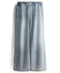 Customizable Men's Wide Leg Denim <b>Drawstring</b> <b>Trouser</b> High Quality Breathable Cotton Casual Men's Wear - Product Image 3