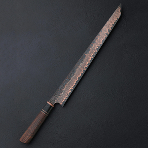 Hot Selling Premium Copper Damascus Slicing Knife with Extended Straight Edge Blade Resin Grip Hunting & <b>Camping</b> <b>Kitchen</b> Cutting - Product Image 1