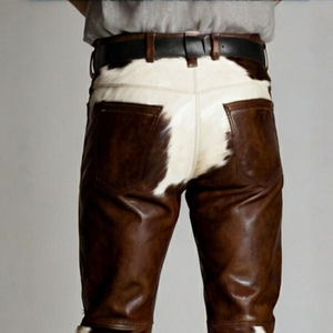 Pantalon de moto en cuir de vache véritable sur mesure pour homme, design slim fit, pantalon en cuir de vache lavé - Product Image 4