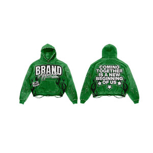 ชุดวอร์มทรงบานปักลายสไตล์วินเทจแบบทำสีซีด แต่งคริสตัลพิมพ์ลาย OEM แฟชั่นสตรีทแวร์สุดฮิต - Product Image 6