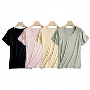 T-shirt tricoté à col rond et manches courtes pour homme en coton/fibre de bambou, coupe ample, sportif, écologique, en tissu Oxford - Product Image 1