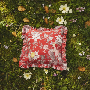 Premium Polyester Satin Floral Design Cushion <b>Covers</b> with Frill Border <b>for</b> Boutique Hotels Home Furnishing Luxury <b>Sofa</b> Decor - Product Image 4