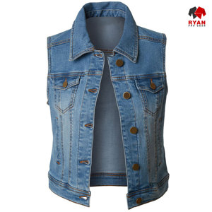 Ryan Pro Gear Nouveau design Gilet en jean unisexe sans manches écologique et tendance avec logo personnalisé Conception ODM - Product Image 4