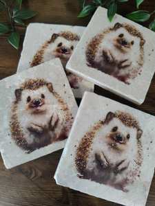 Posavasos de mármol con diseño de erizo rústico, decoración de vida silvestre, arte animal único, tapetes para mesa de café - Product Image 4