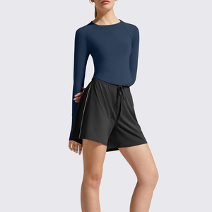 Hauts de yoga pour femmes, vêtements de sport de haute qualité, doux, en spandex/nylon, col rond, manches longues, coupe ajustée, pour femme - Product Image 4