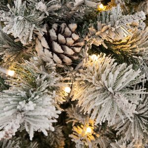 Albero di Natale Artificiale Premium in Abete Floccato da 2,1 m, Rami Pieghevoli, Aghi in PE/PVC, Luce Bianca Calda, Decorazione Moderna di Lusso per Interni - Product Image 4