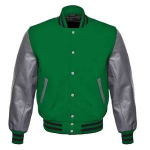 Chaqueta Varsity de Invierno para Hombre de Alta Calidad, Tejido Transpirable de Seda y Algodón con Parches, Cuello Alto, Logotipo Frontal - OEM Disponible - Product Image 2