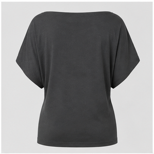 T-shirt décontracté pour femme, gris anthracite, col bateau, manches courtes chauve-souris, WTS-0045 - Product Image 3